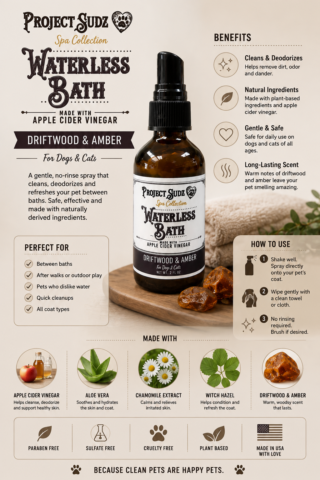 Waterless bath travel spray